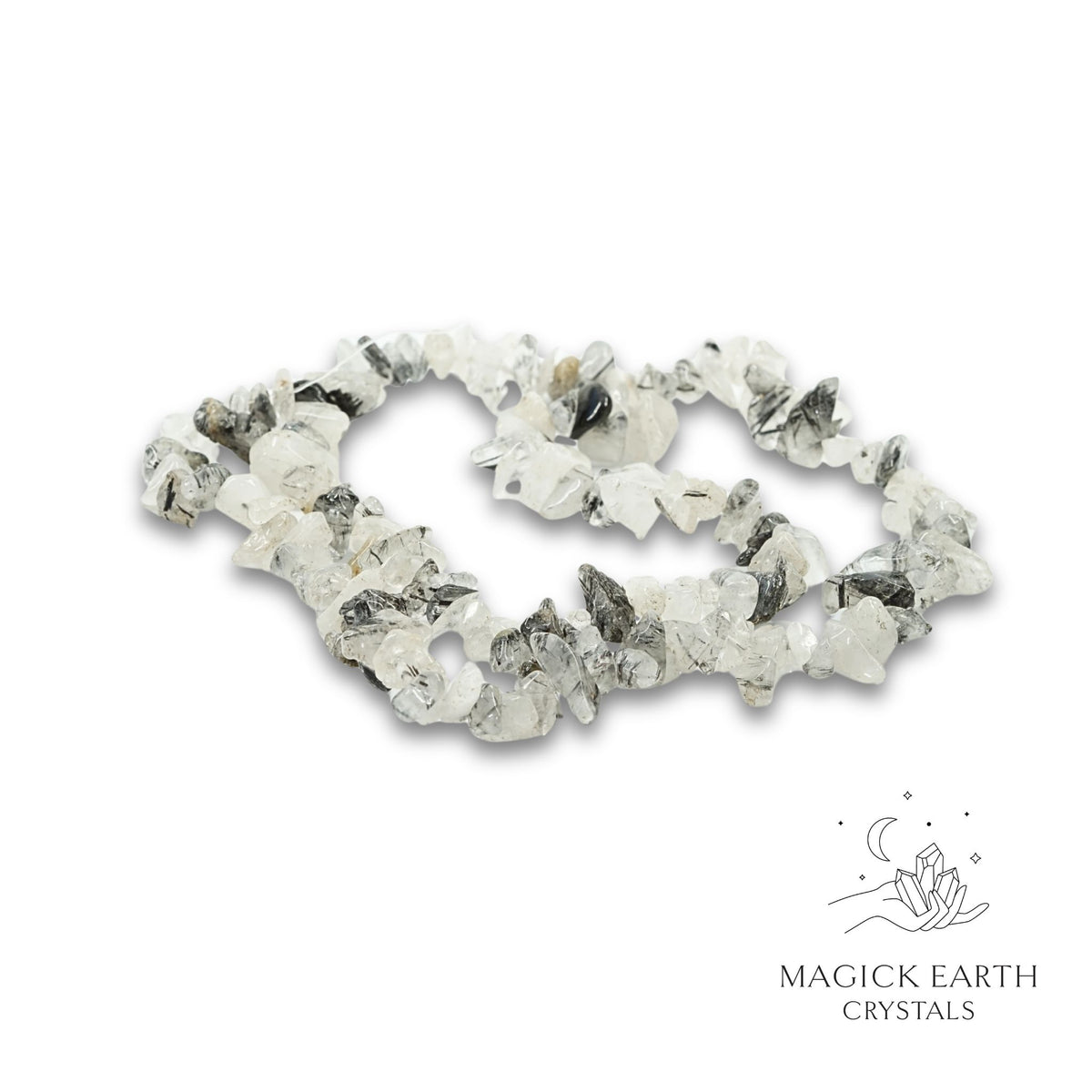 Natural Tourmalinated Quartz drilled crystal chips view a