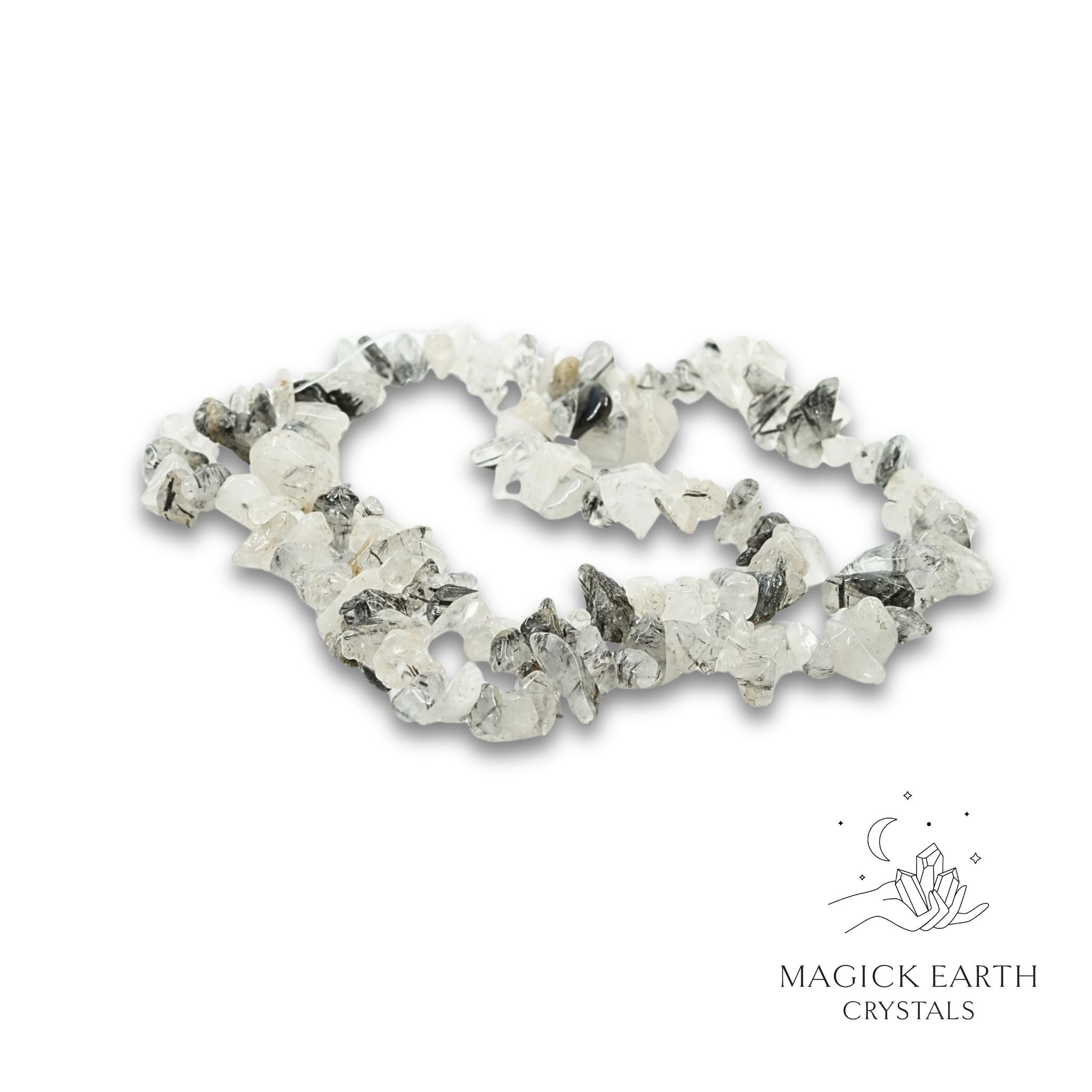 Natural Tourmalinated Quartz drilled crystal chips view a