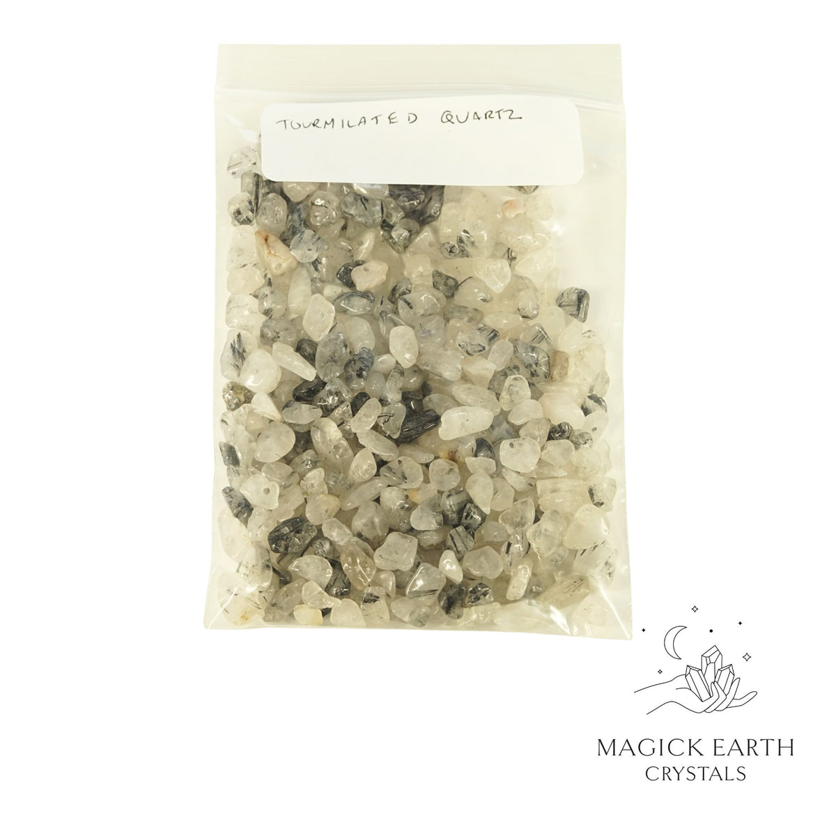 Natural Tourmalinated Quartz drilled crystal chips view b