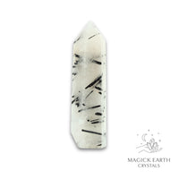 Natural Tourmalinated Quartz crystal tower view a