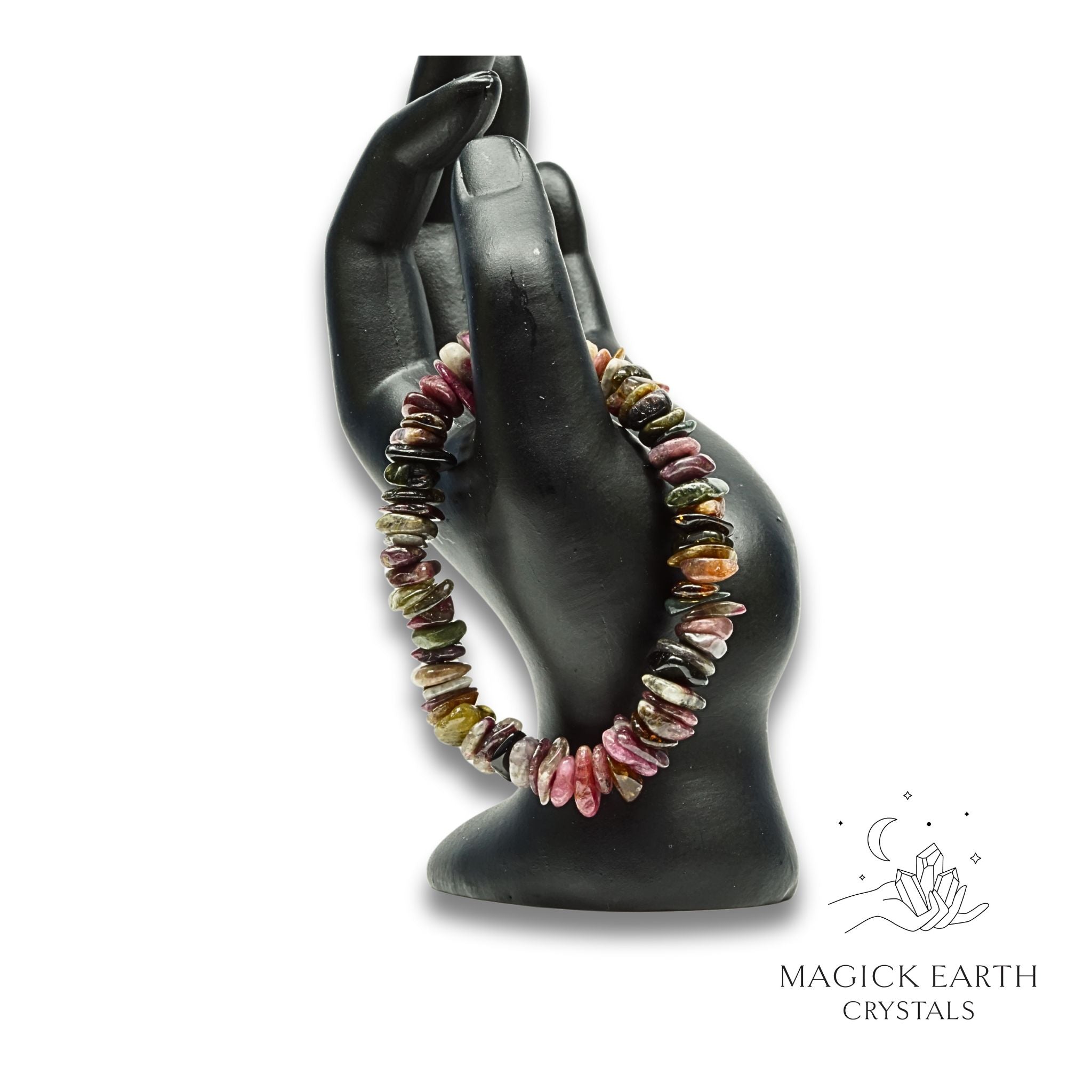 Natural Tourmaline crystal chip bracelet view b