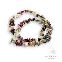 Natural Tourmaline drilled crystal chip strand view c