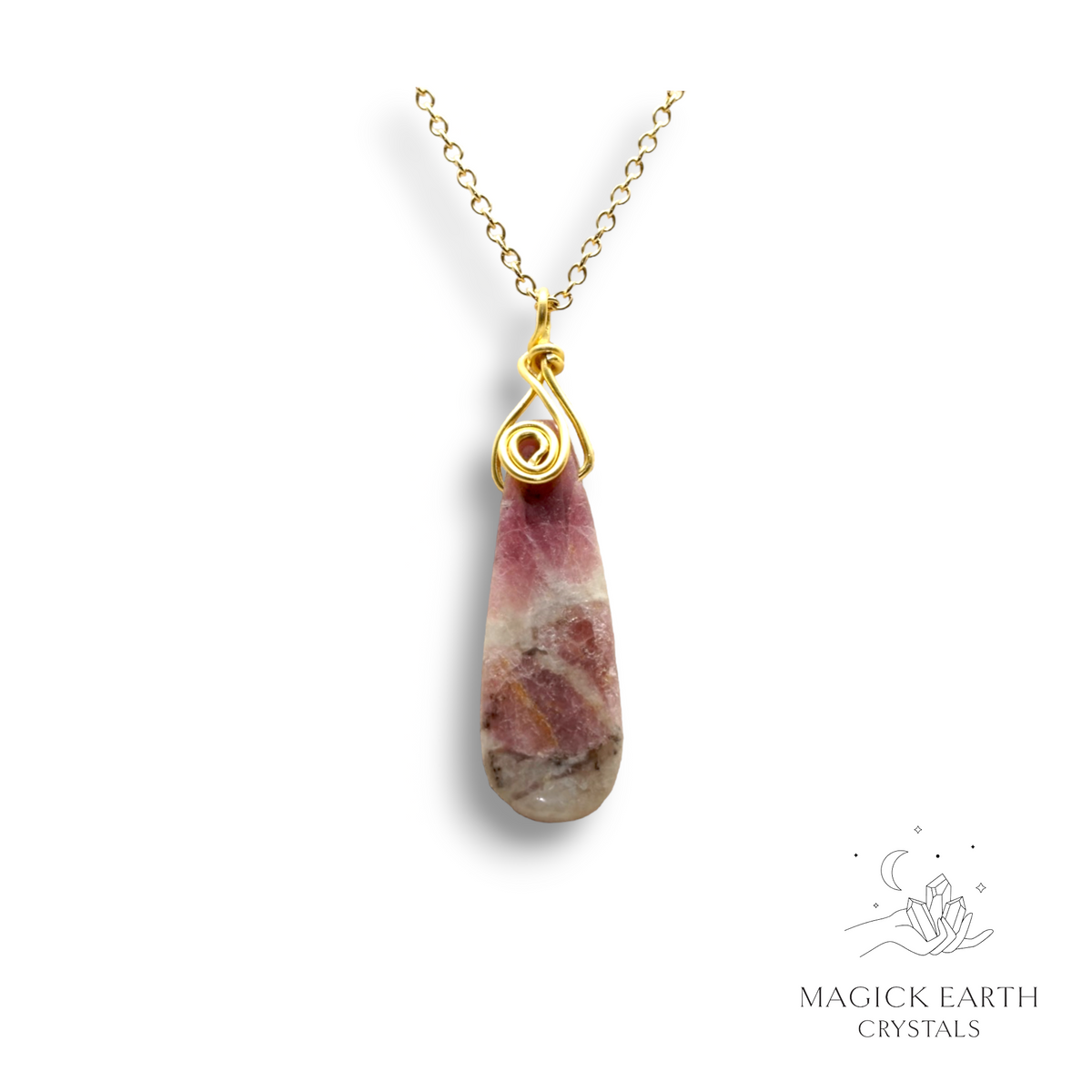 Natural Tourmaline wire wrapped tearpdrop pendant