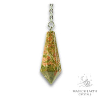 Natural Unakite crystal bullet pendulum view b