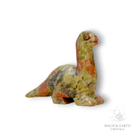 Natural Unakite crystal dinosaur figurine right view