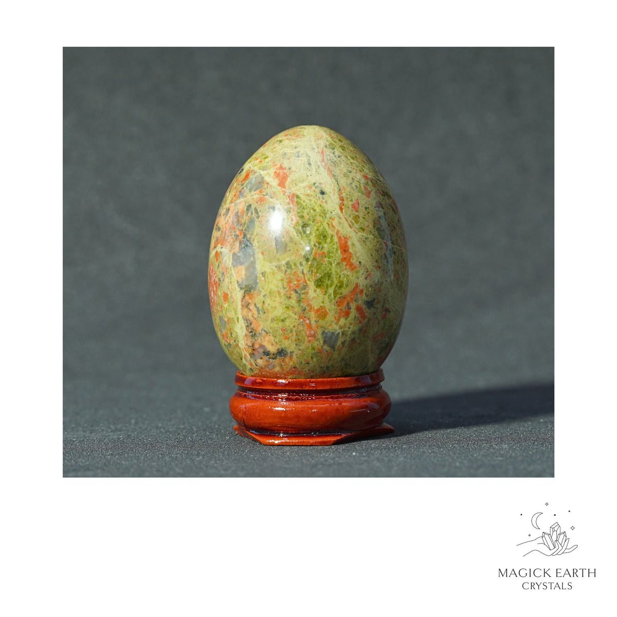 Natural Unakite Crystal Egg View A