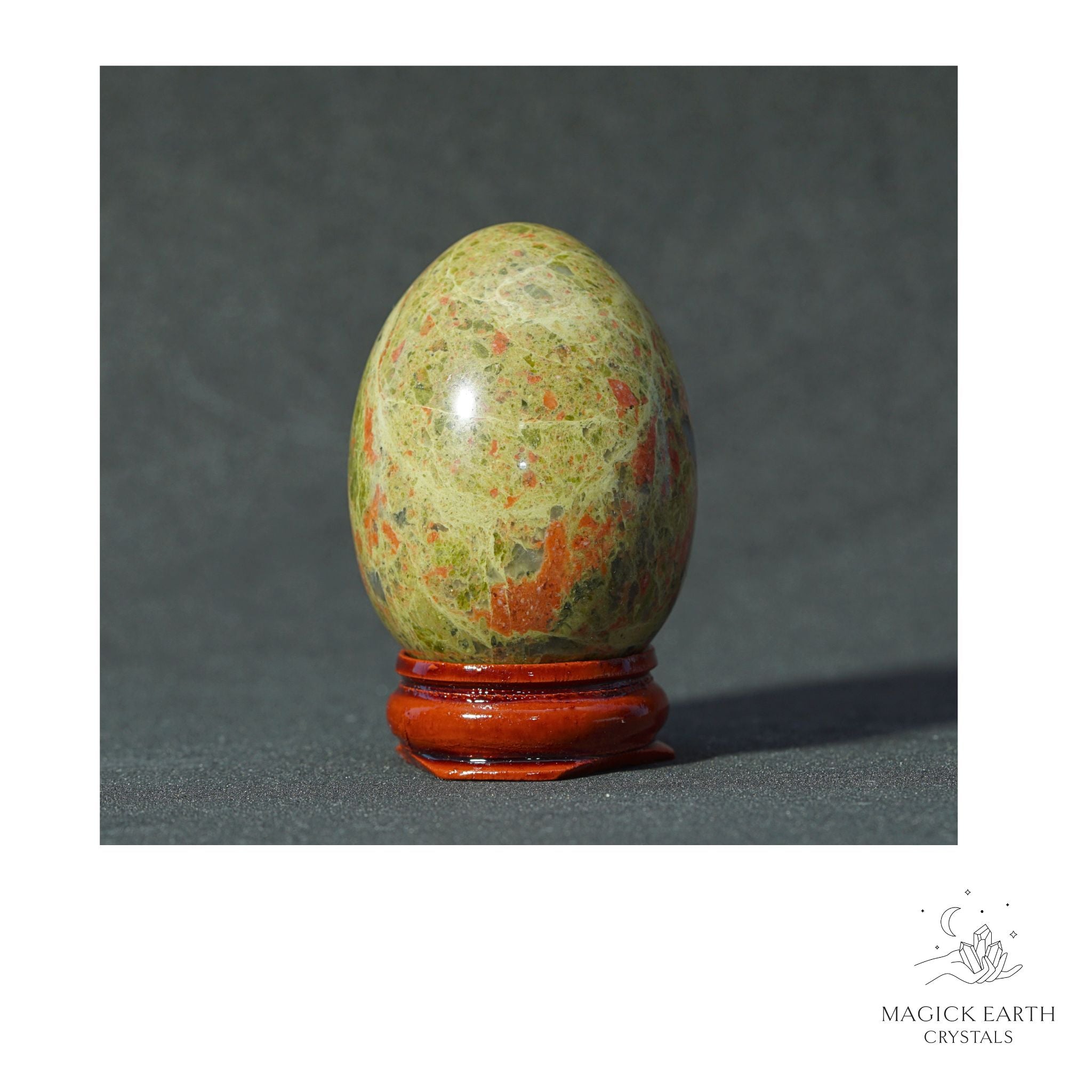 Natural Unakite Crystal Egg View B