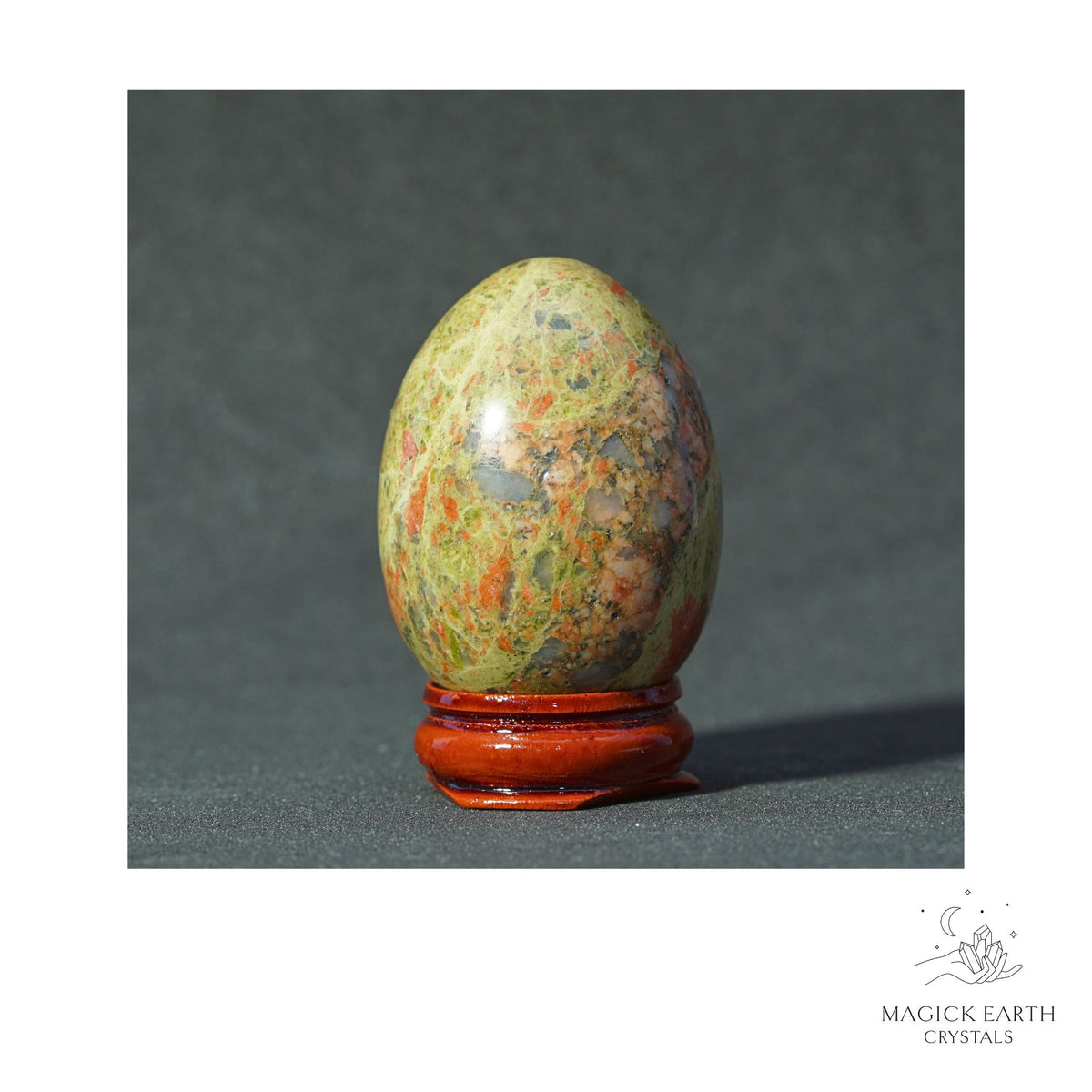 Natural Unakite Crystal Egg View C