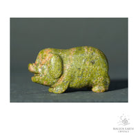 Natural Unakite crystal pig figurine view b