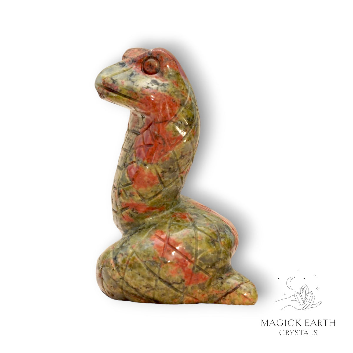 Natural Unakite crystal snake figurine view b