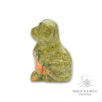 Natural Unakite crystal dog figurine view b
