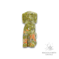 Natural Unakite crystal dog figurine view c