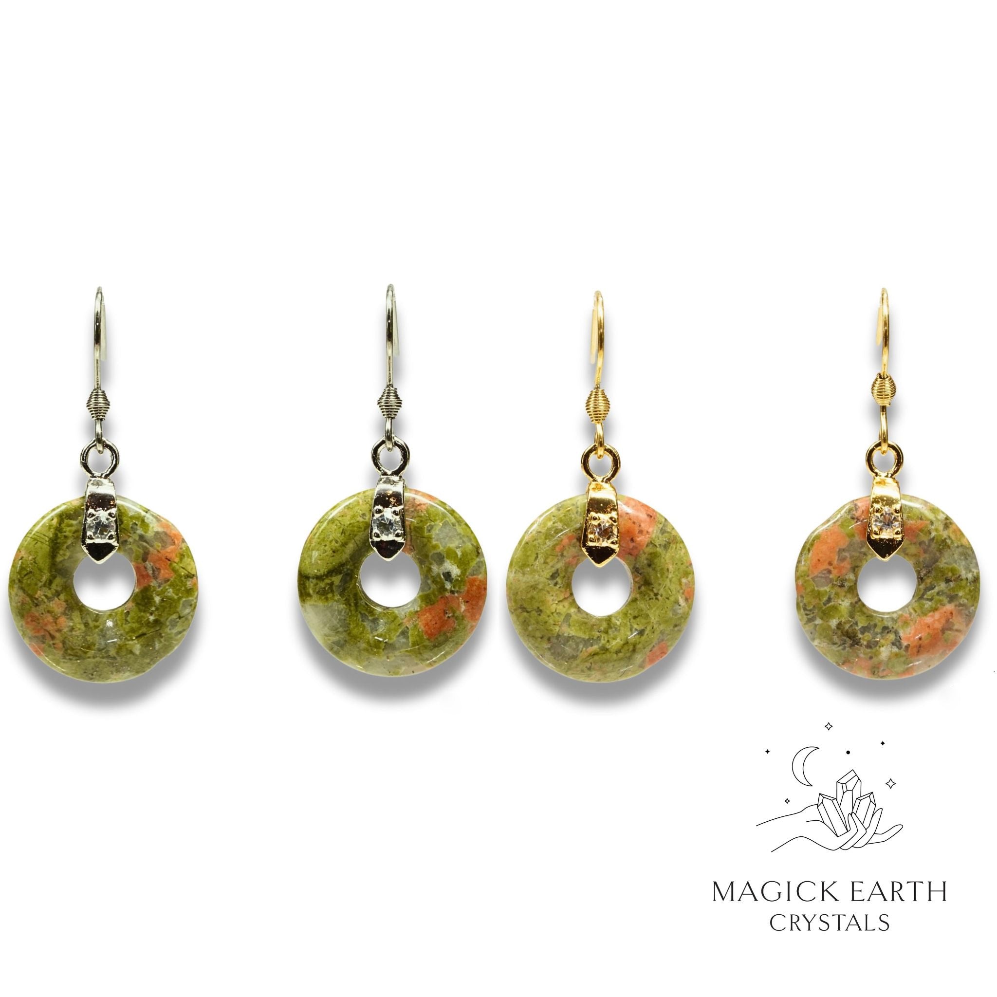 Unakite Donut / Pi Earrings For Heartfelt Grace
