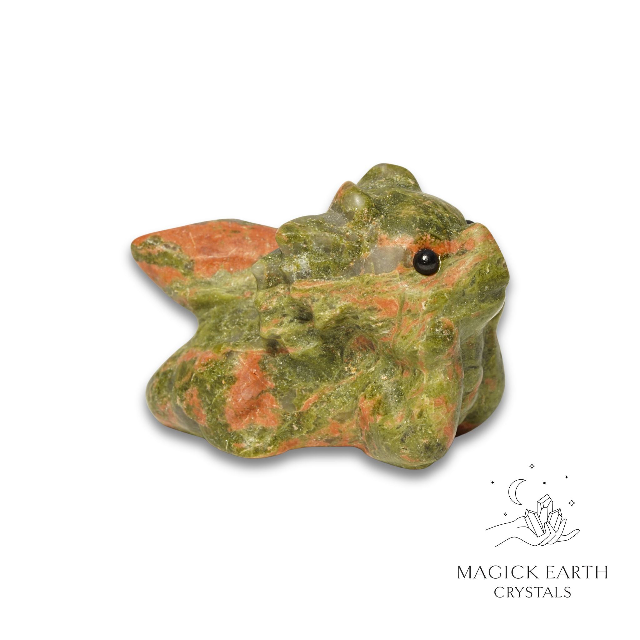 Natural Unakite crystal dragon figurine view a