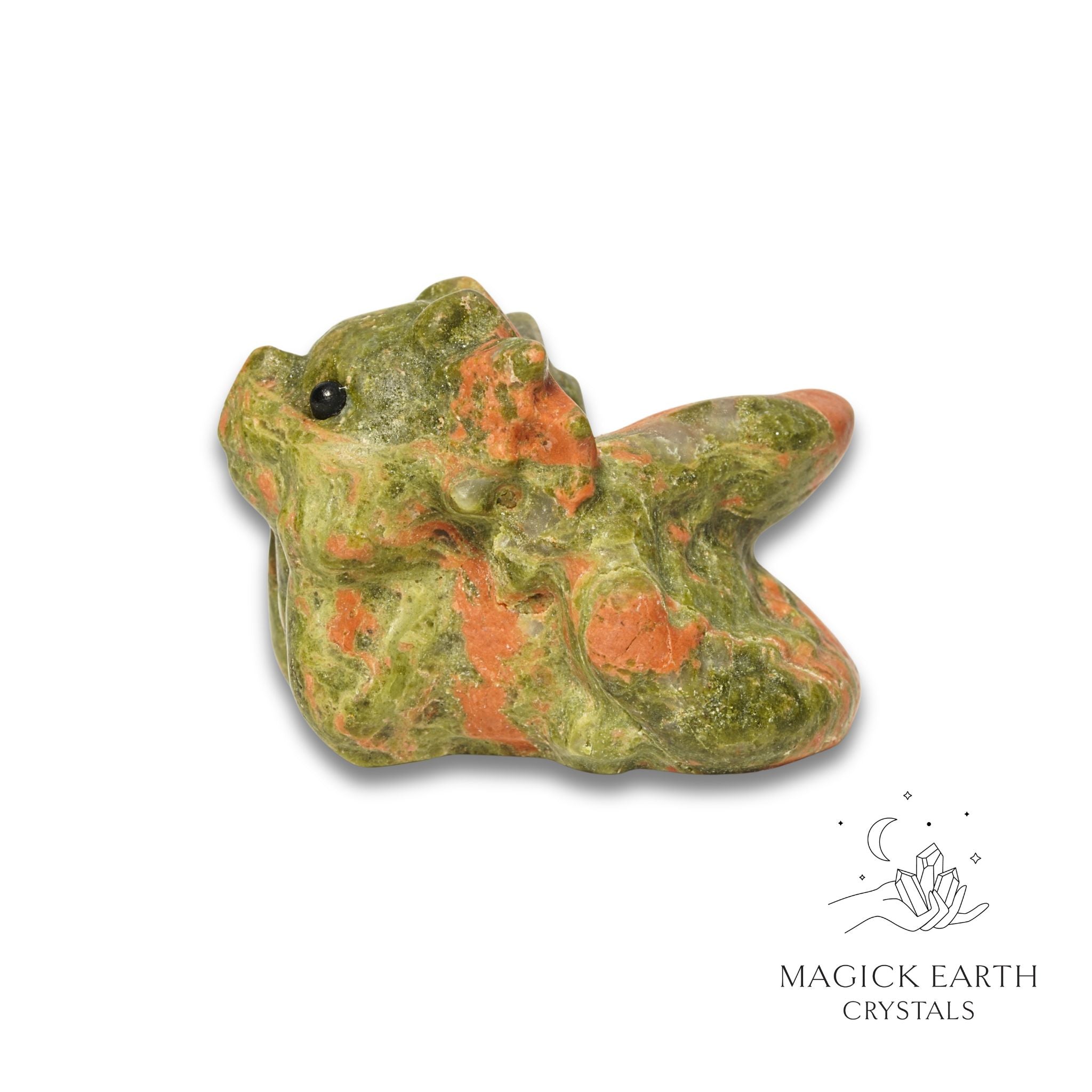 Natural Unakite crystal dragon figurine view b