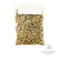 Natural Unakite drilled crystal chips view b