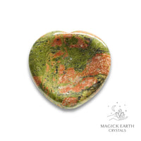 Natural Unakite heart thumb stone view a