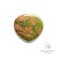 Natural Unakite heart thumb stone view b