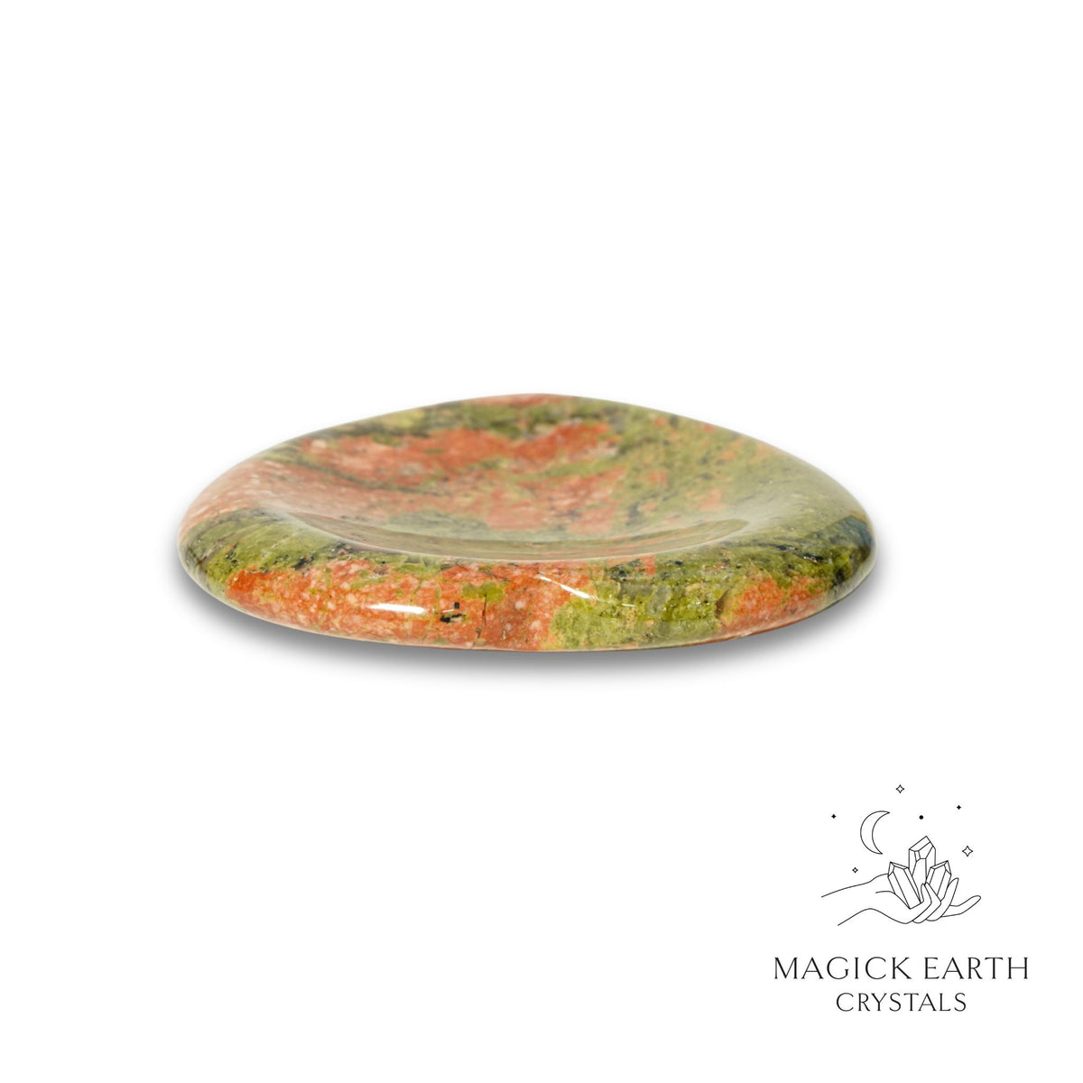 Natural Unakite heart thumb stone view c