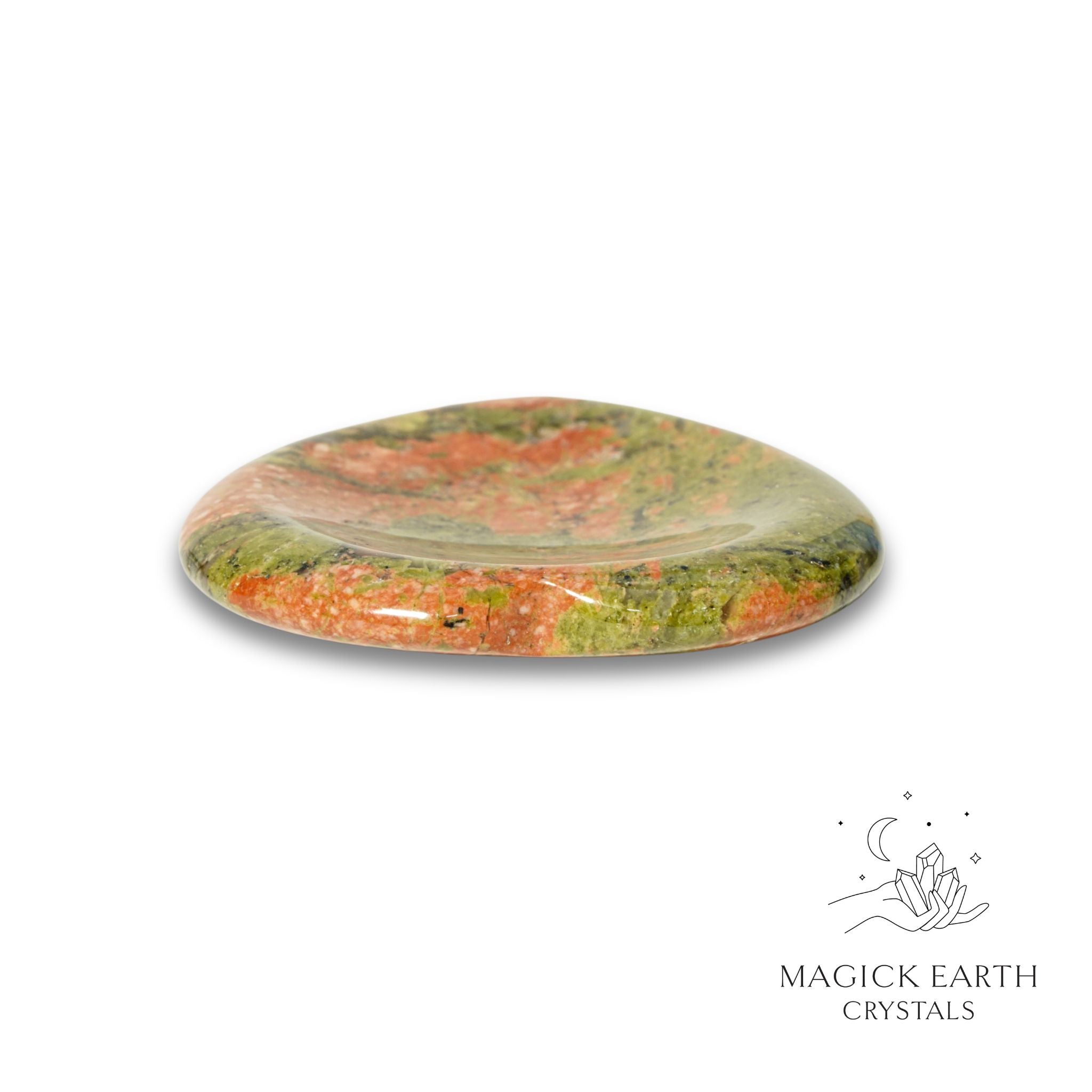 Natural Unakite heart thumb stone view c