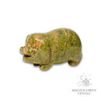 Natural Unakite crystal pig figurine view b