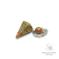 Natural Unakite crystal small cone pendulum view a