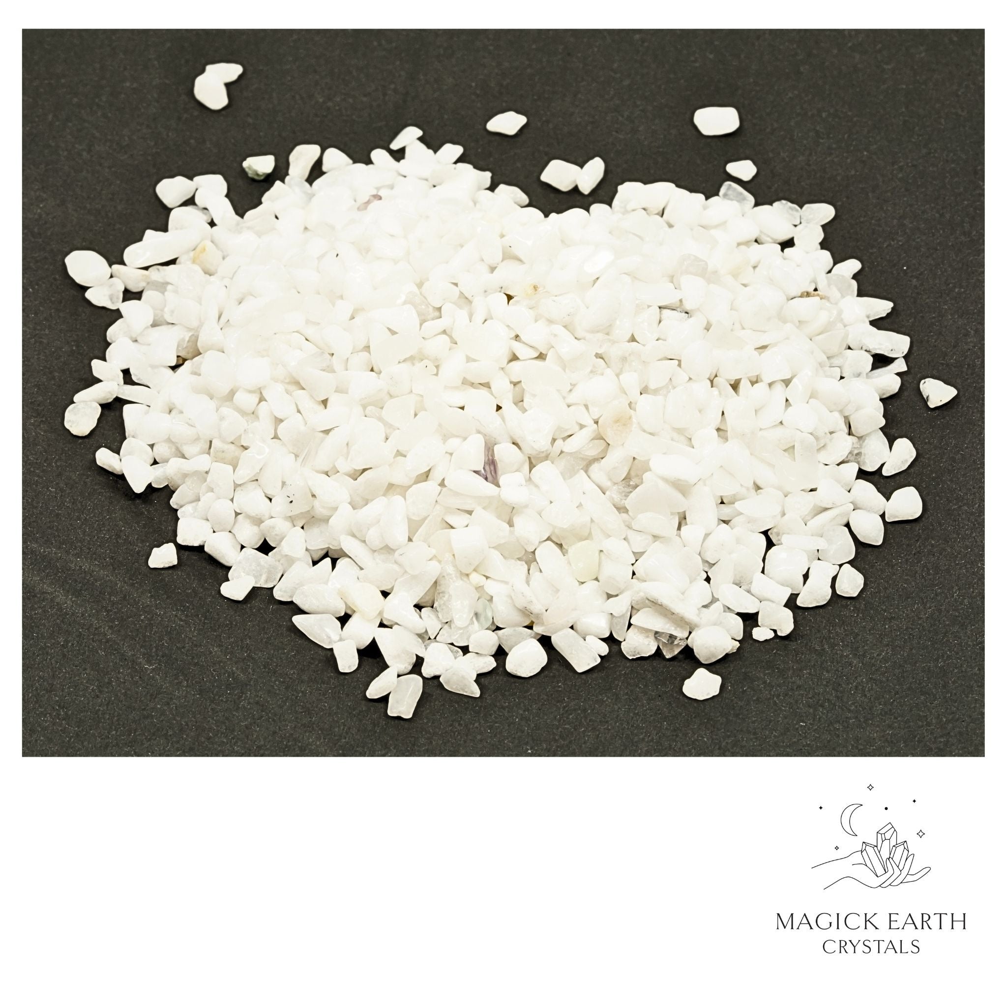 Natural medium white jade crystal chips, 100g loose pile
