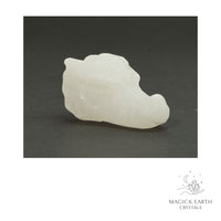 Natural White Jade crystal dragon skull view a