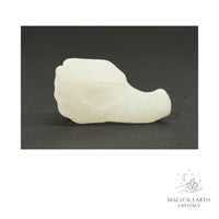 Natural White Jade crystal dragon skull view c