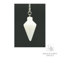 Natural White Jade spire crystal pendulum view b