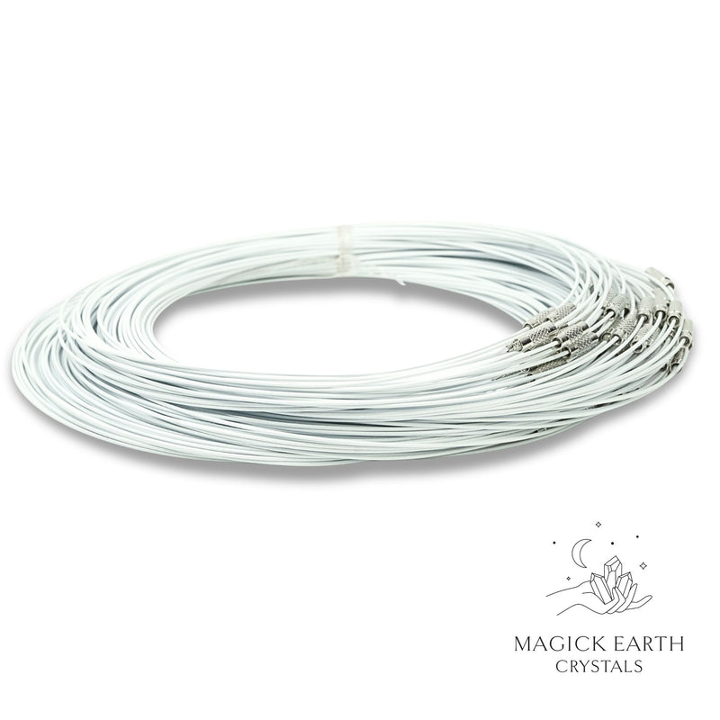 White Steel Flex Wire Choker With Screw Clasp 45cm