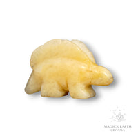 Natural Yellow Jade crystal stegosaurus figurine view a