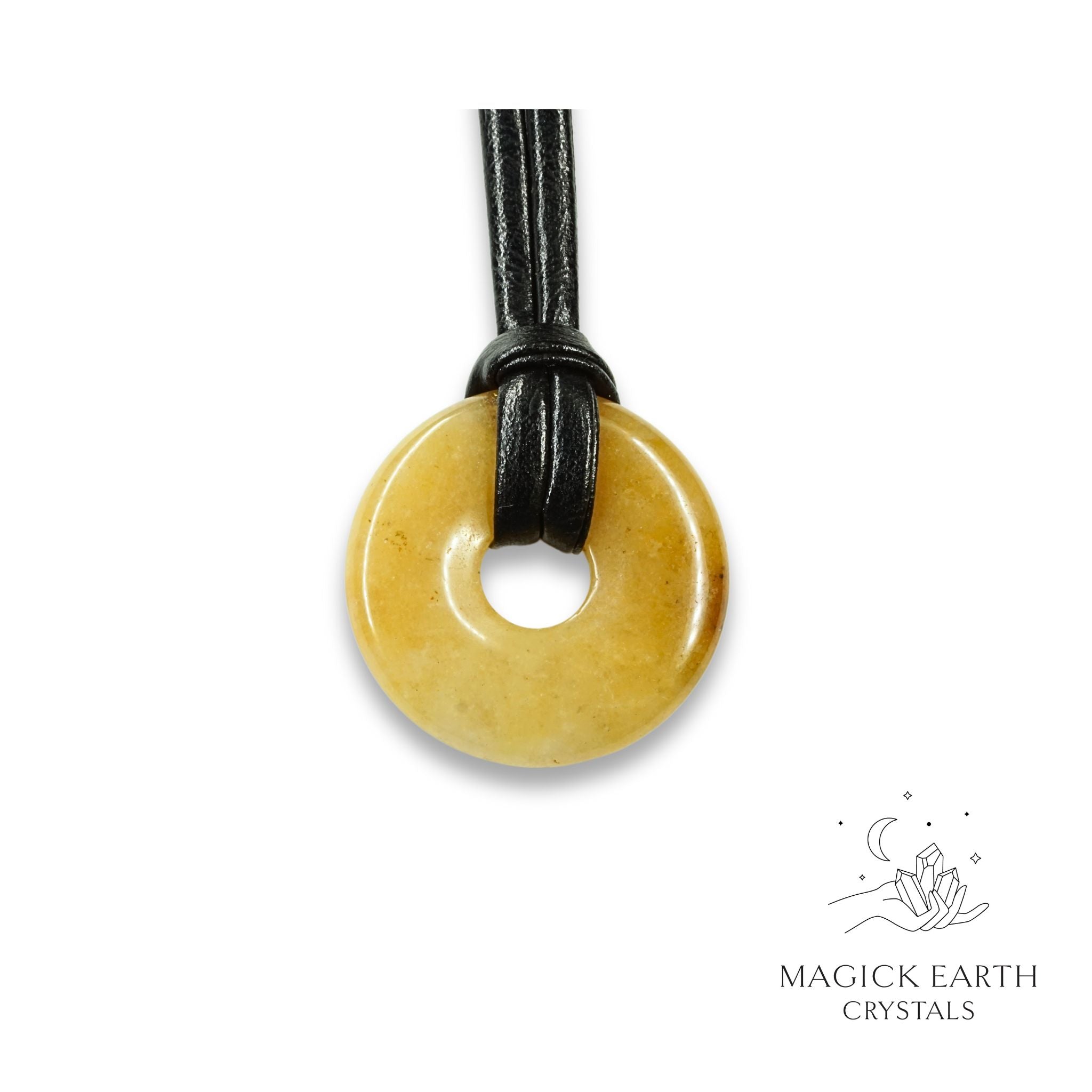 Yellow Jade Donut Pendant 30mm For Balanced Confidence