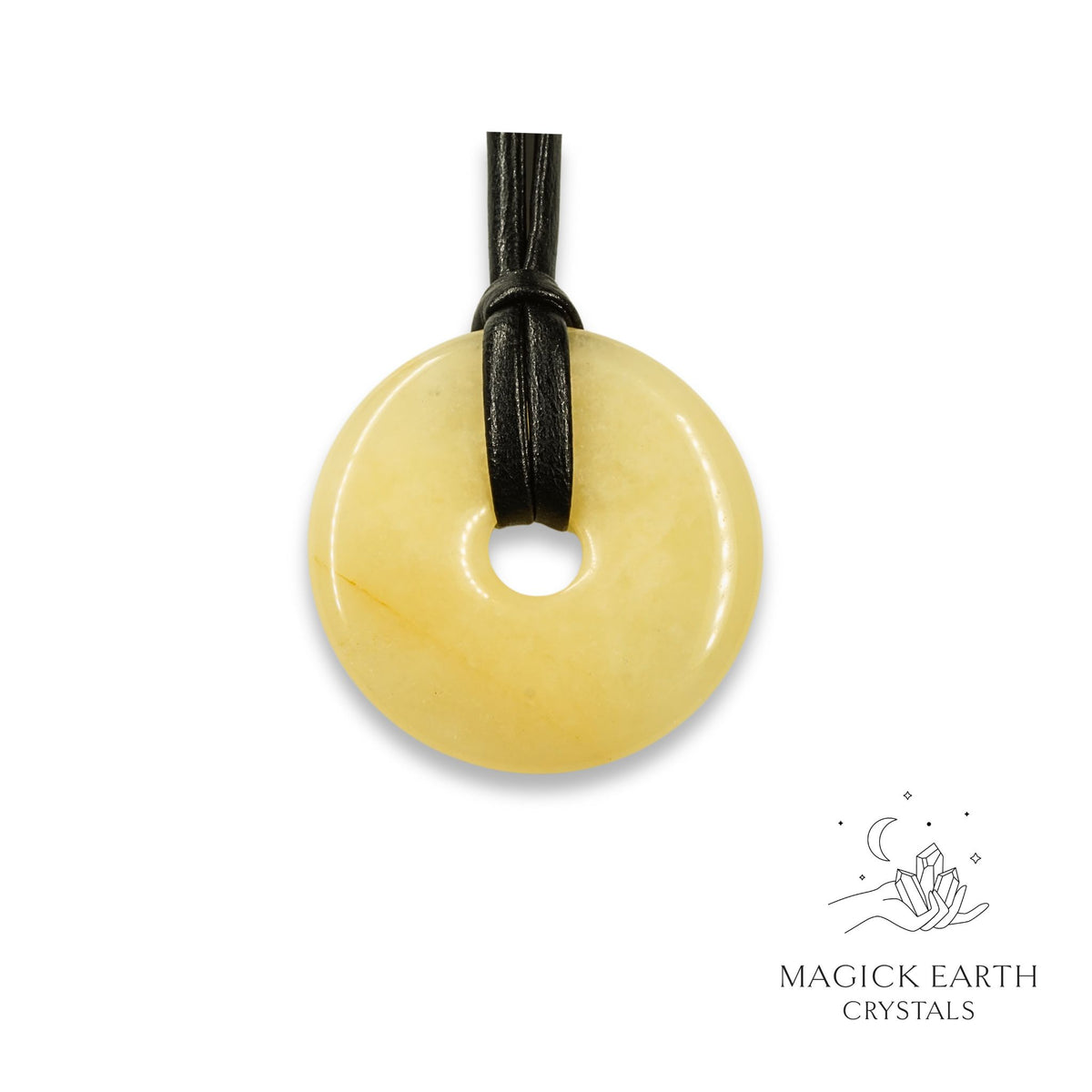 Yellow Jade Donut Pendants 40mm For Balanced Confidence