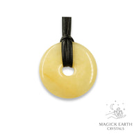 Yellow Jade Donut Pendants 40mm For Balanced Confidence