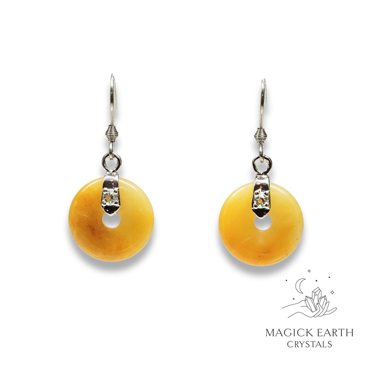 Natural Yellow Jade crystal donut earrings view b