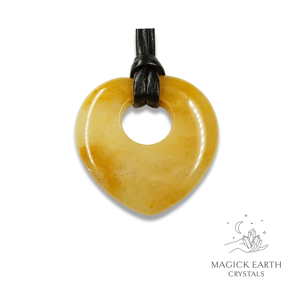 Yellow Jade Donut Heart Pendant For Balanced Confidence