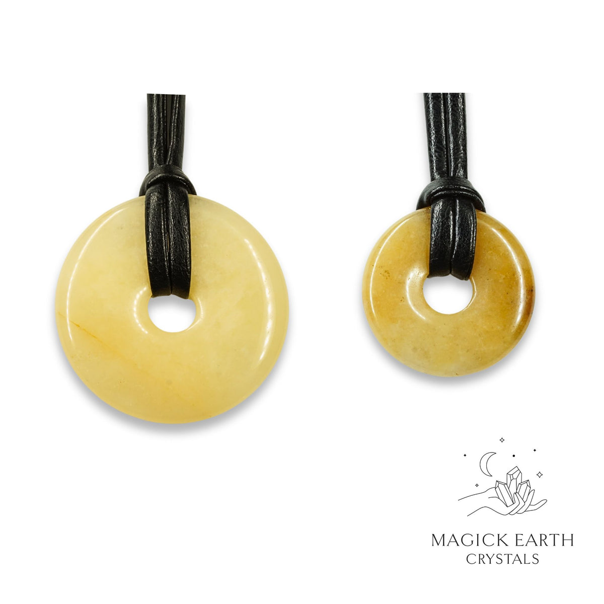 Yellow Jade Donut Pendants For Balanced Confidence