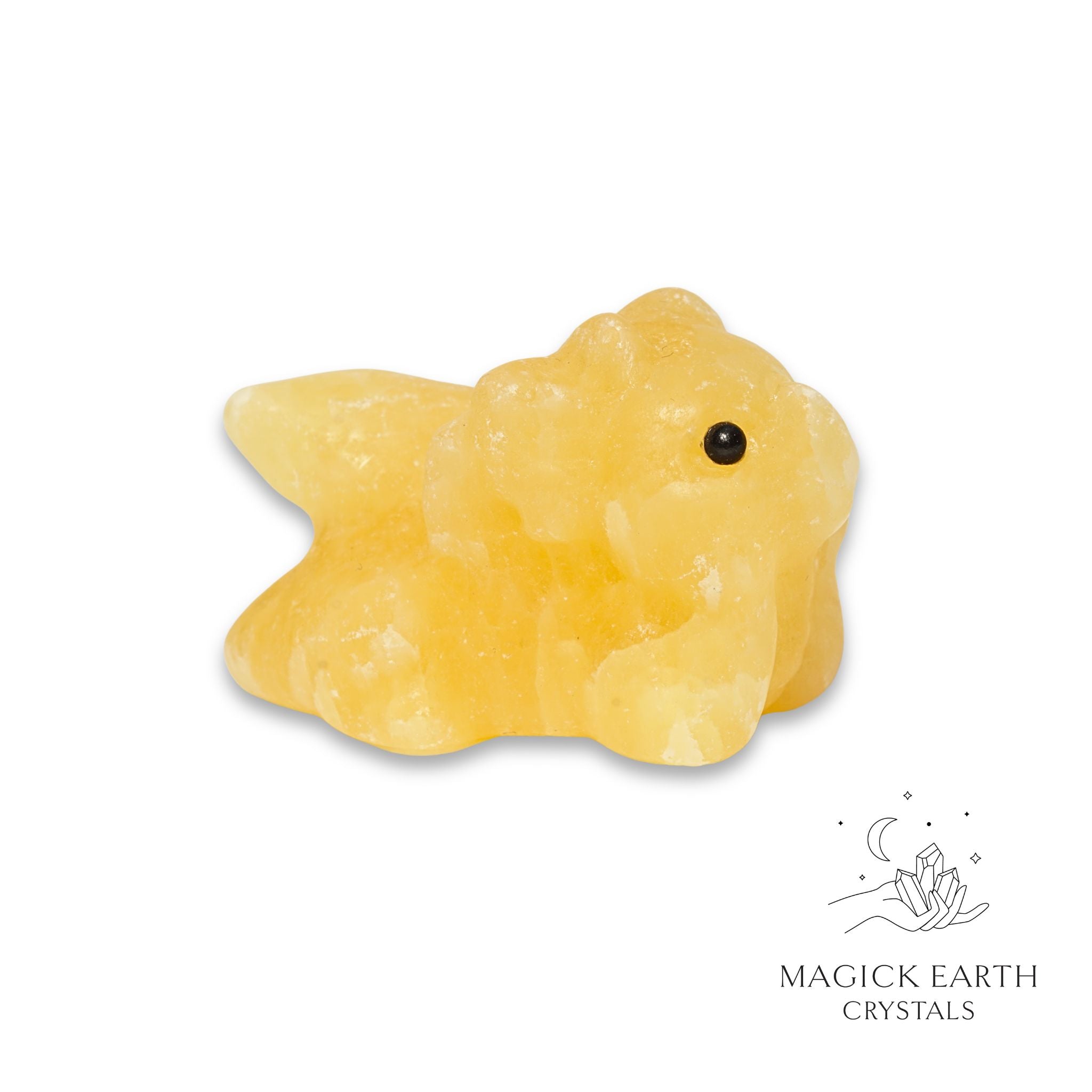 Natural Yellow Jade crystal dragon figurine view a