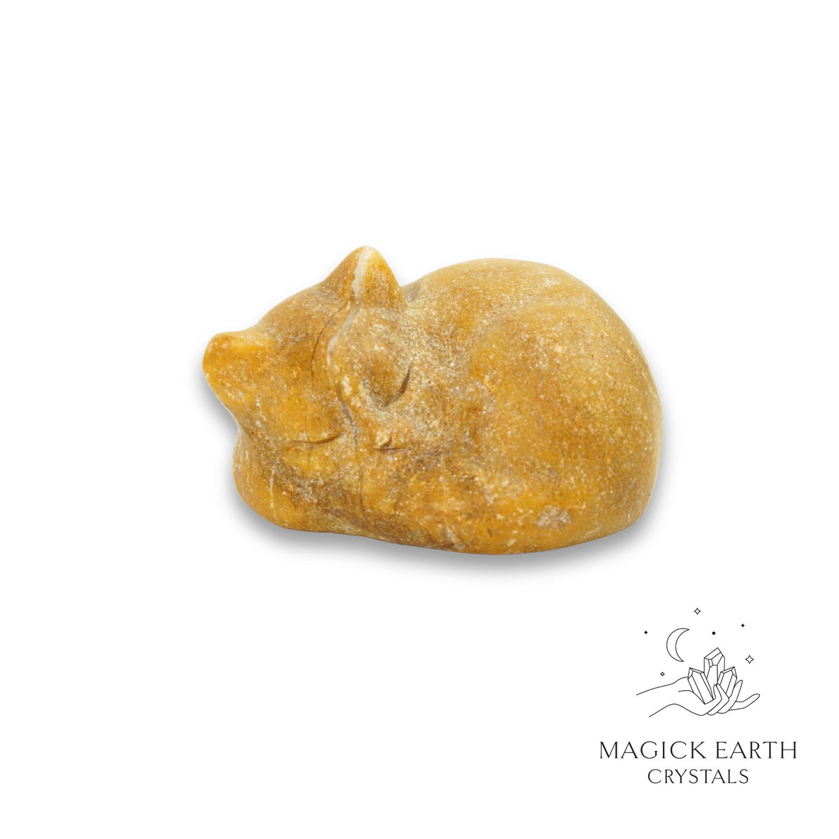 Natural Yellow Jade sleeping cat figurine view a