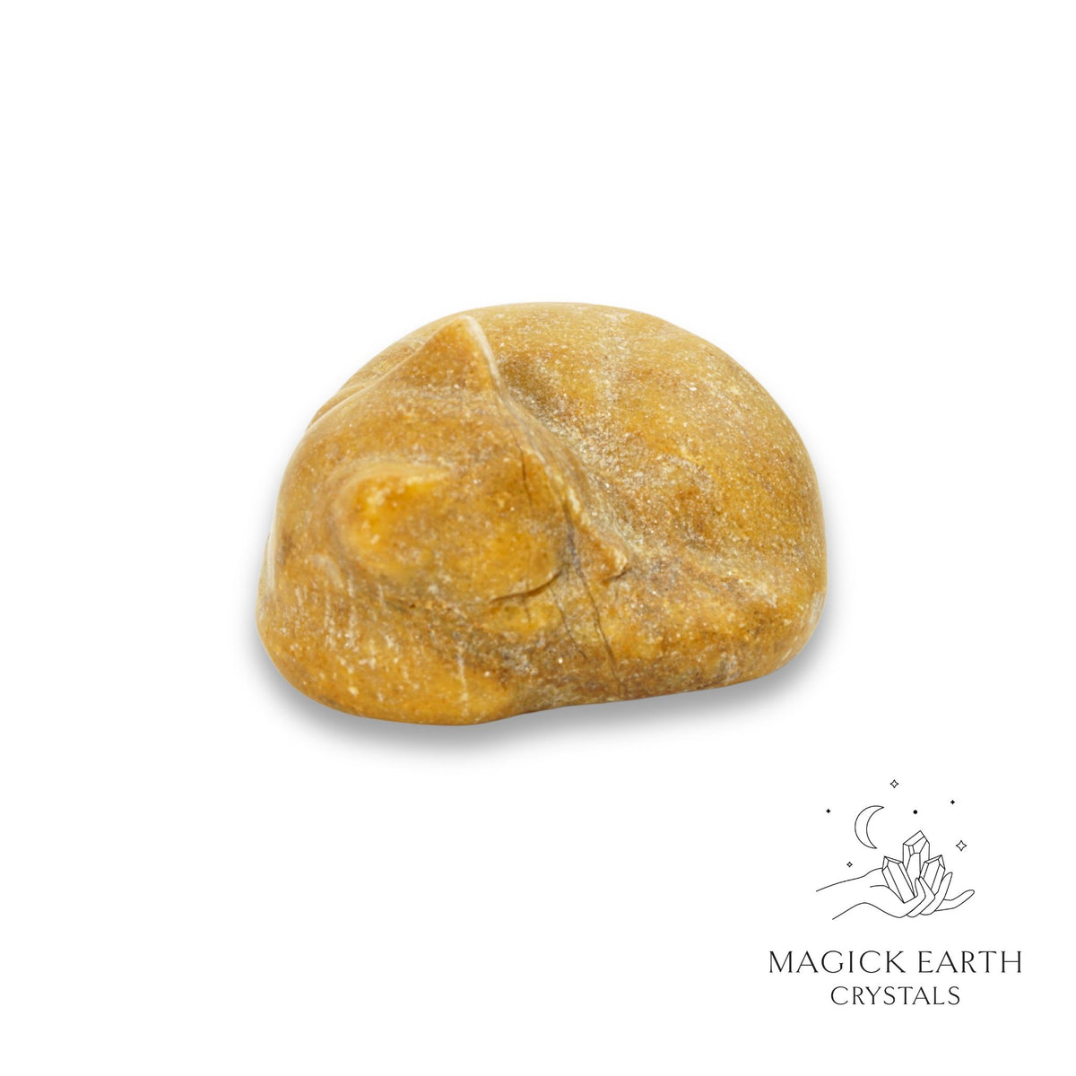 Natural Yellow Jade sleeping cat figurine view b