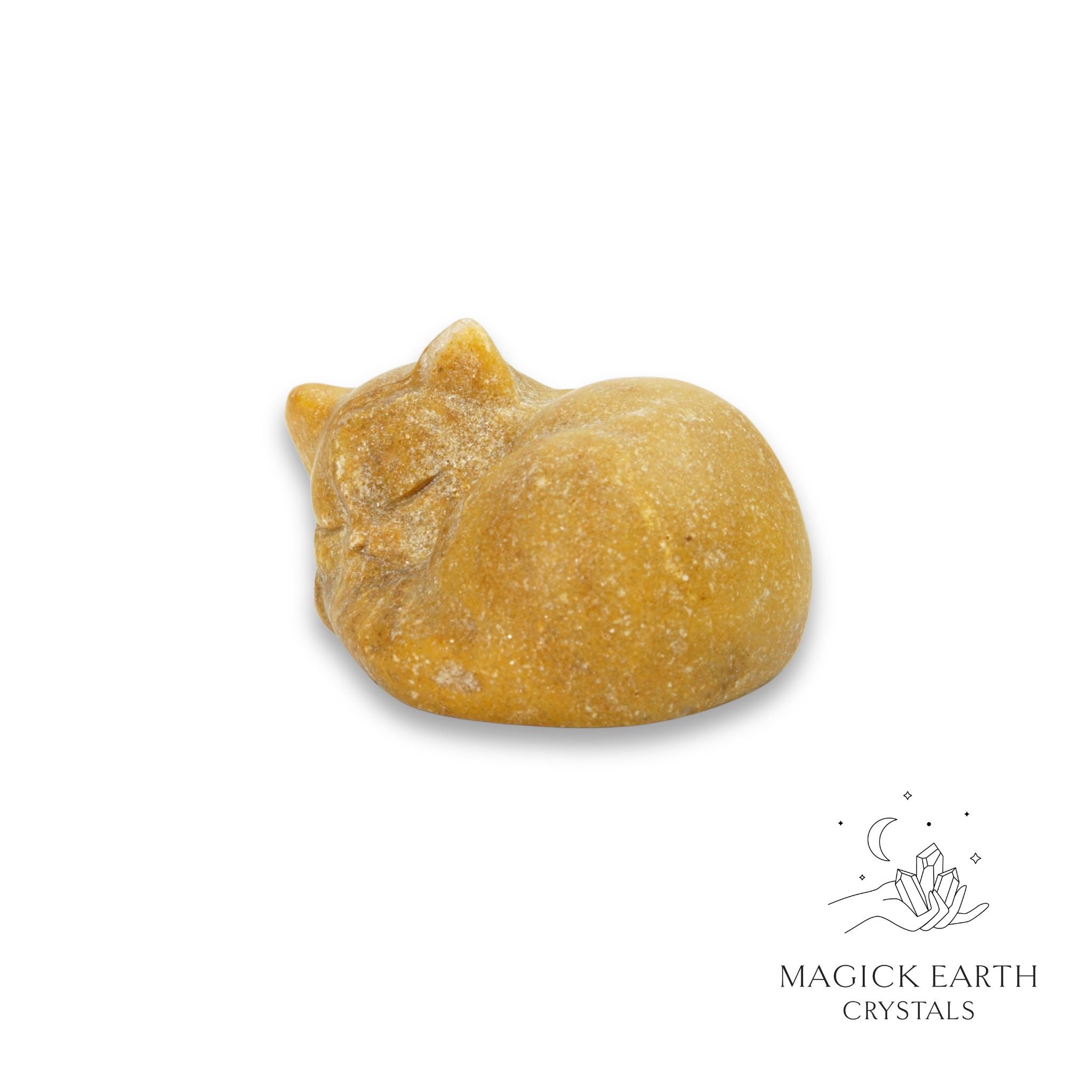 Natural Yellow Jade sleeping cat figurine view c