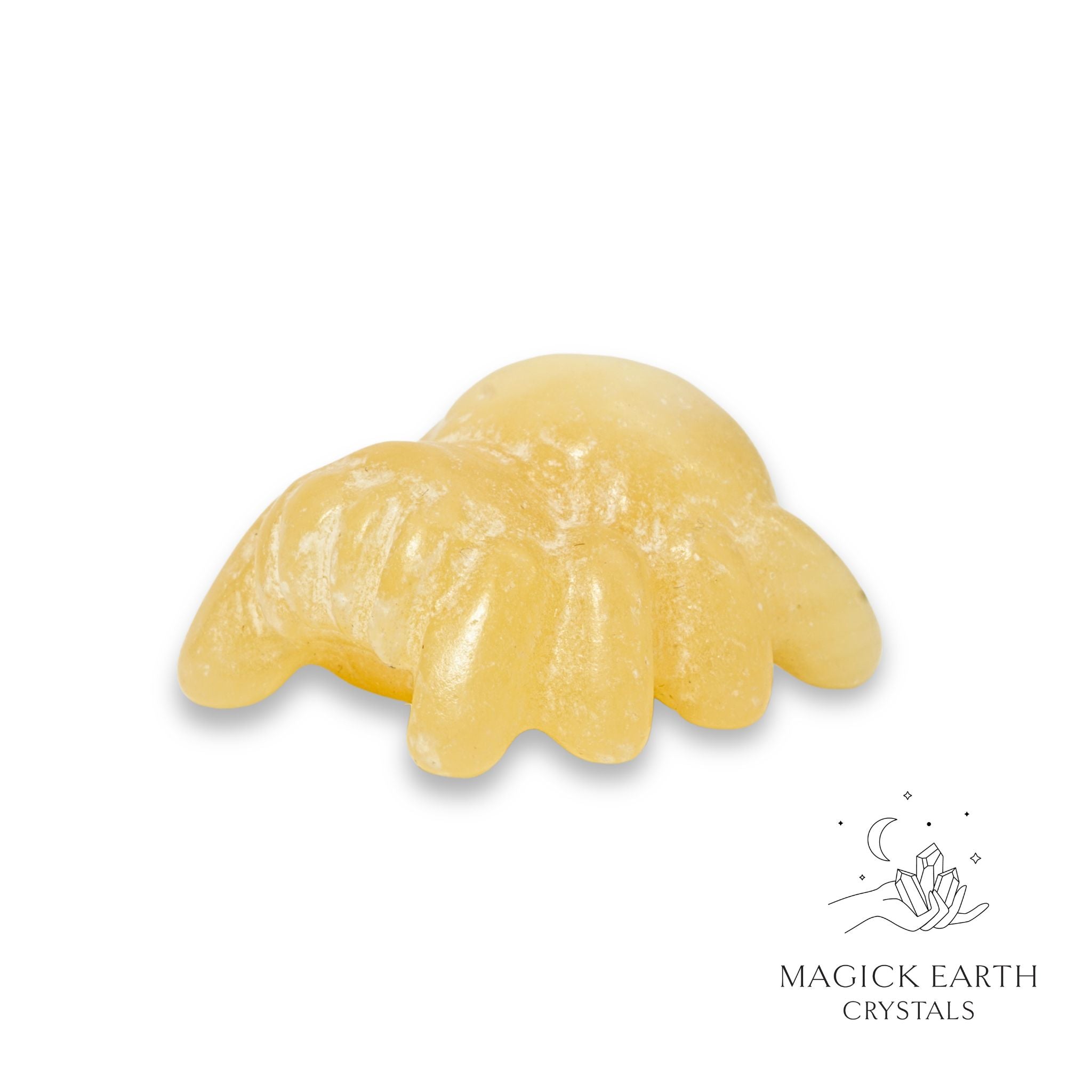 Natural Yellow Jade crystal spider figurine view a