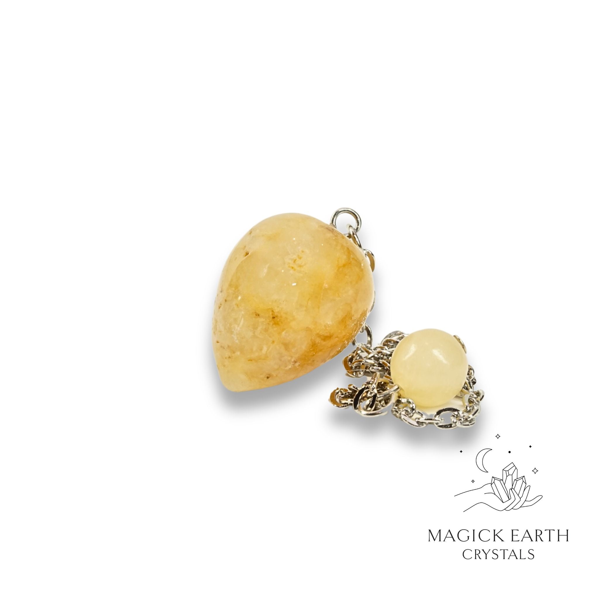Natural Yellow Jade water drop crystal pendulum view a