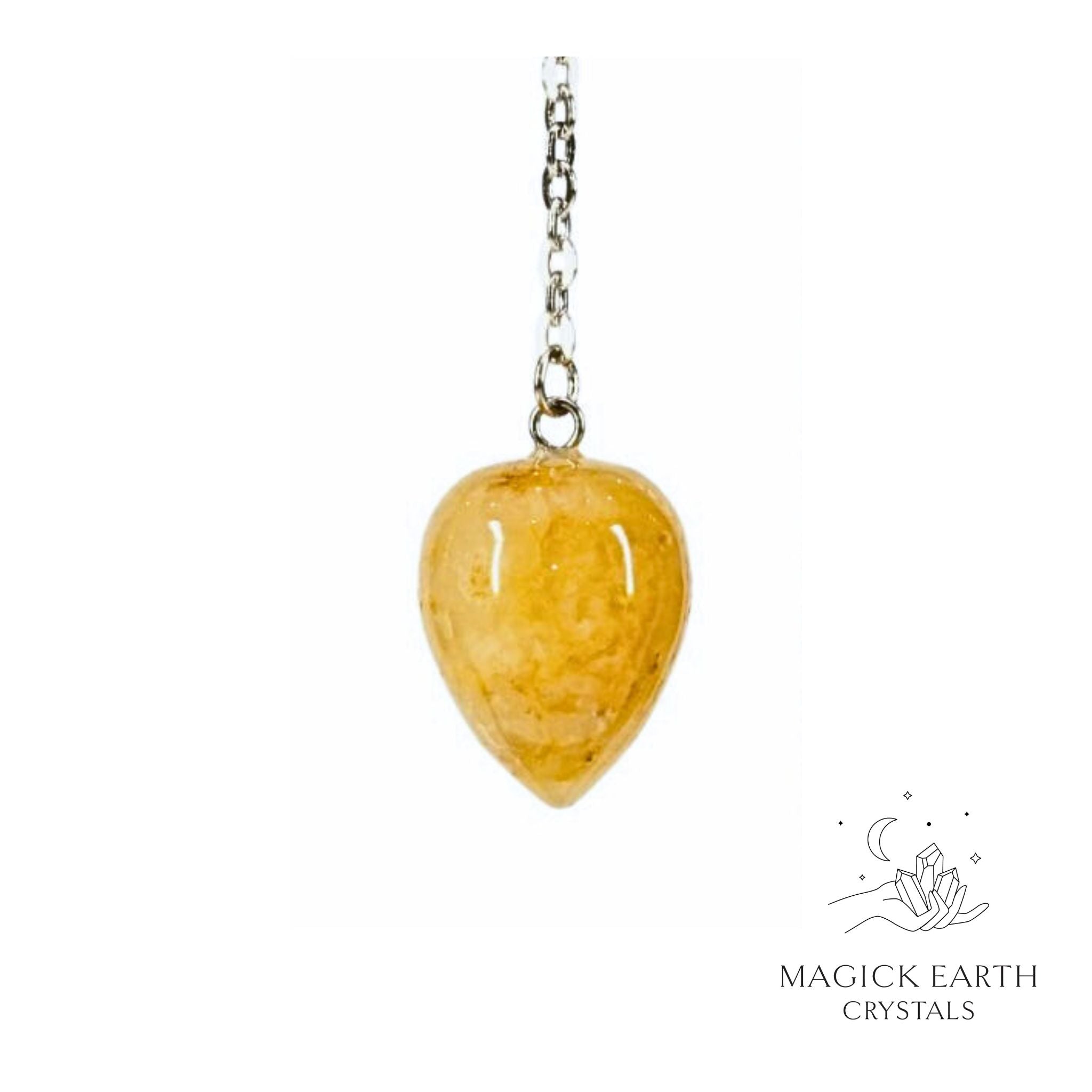 Natural Yellow Jade water drop crystal pendulum view b