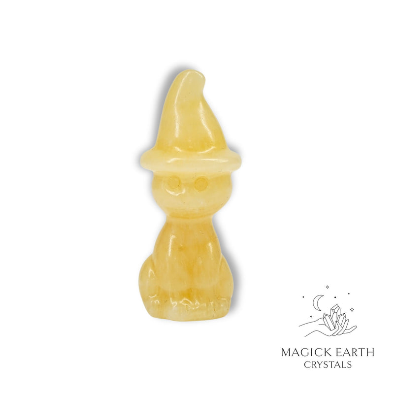 Yellow Jade Witchy Cat for Balanced Confidence