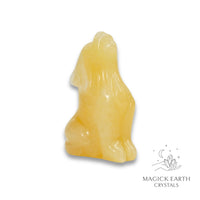 Natural Yellow Jade crystal wolf figurine view a