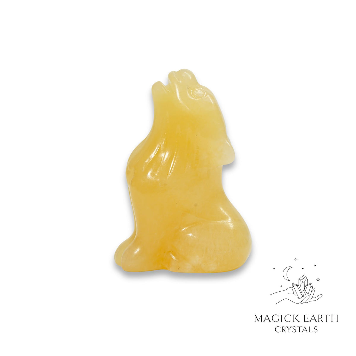 Natural Yellow Jade crystal wolf figurine view b