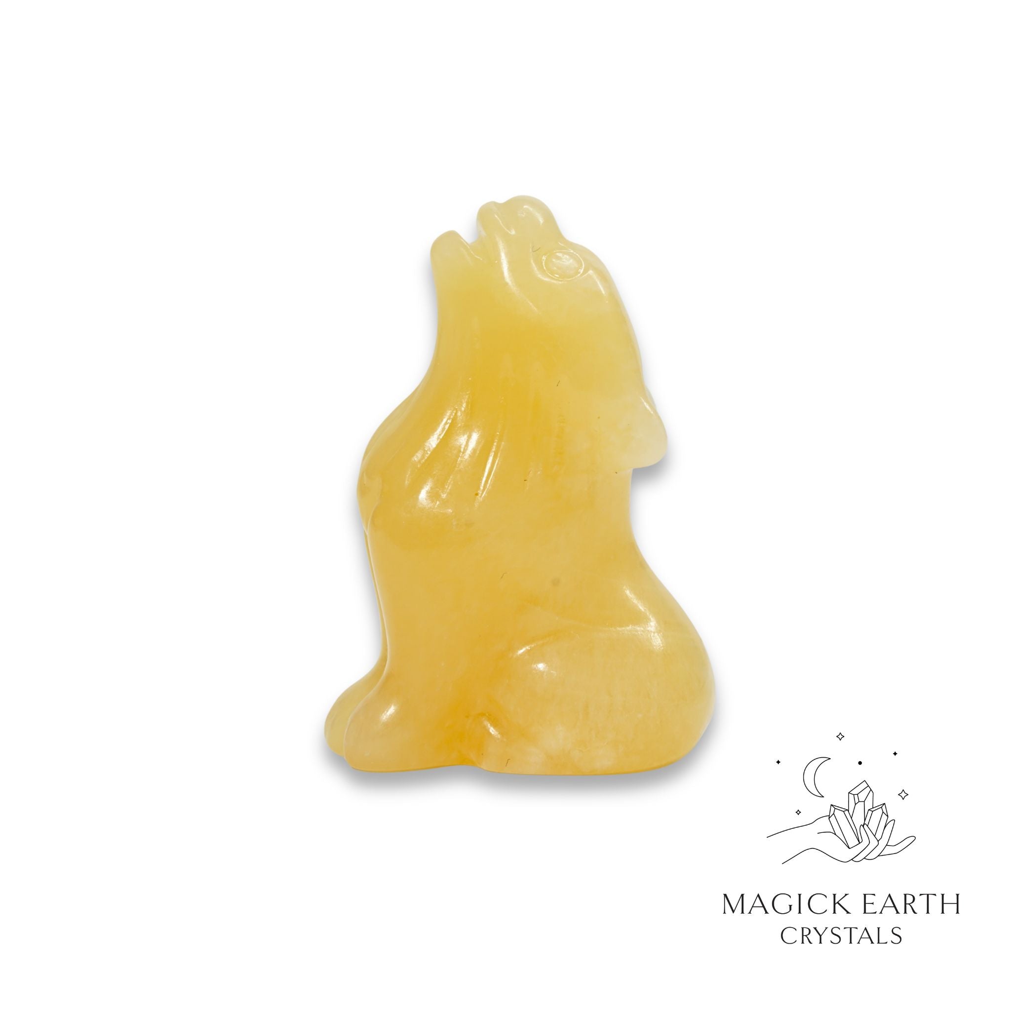 Natural Yellow Jade crystal wolf figurine view b