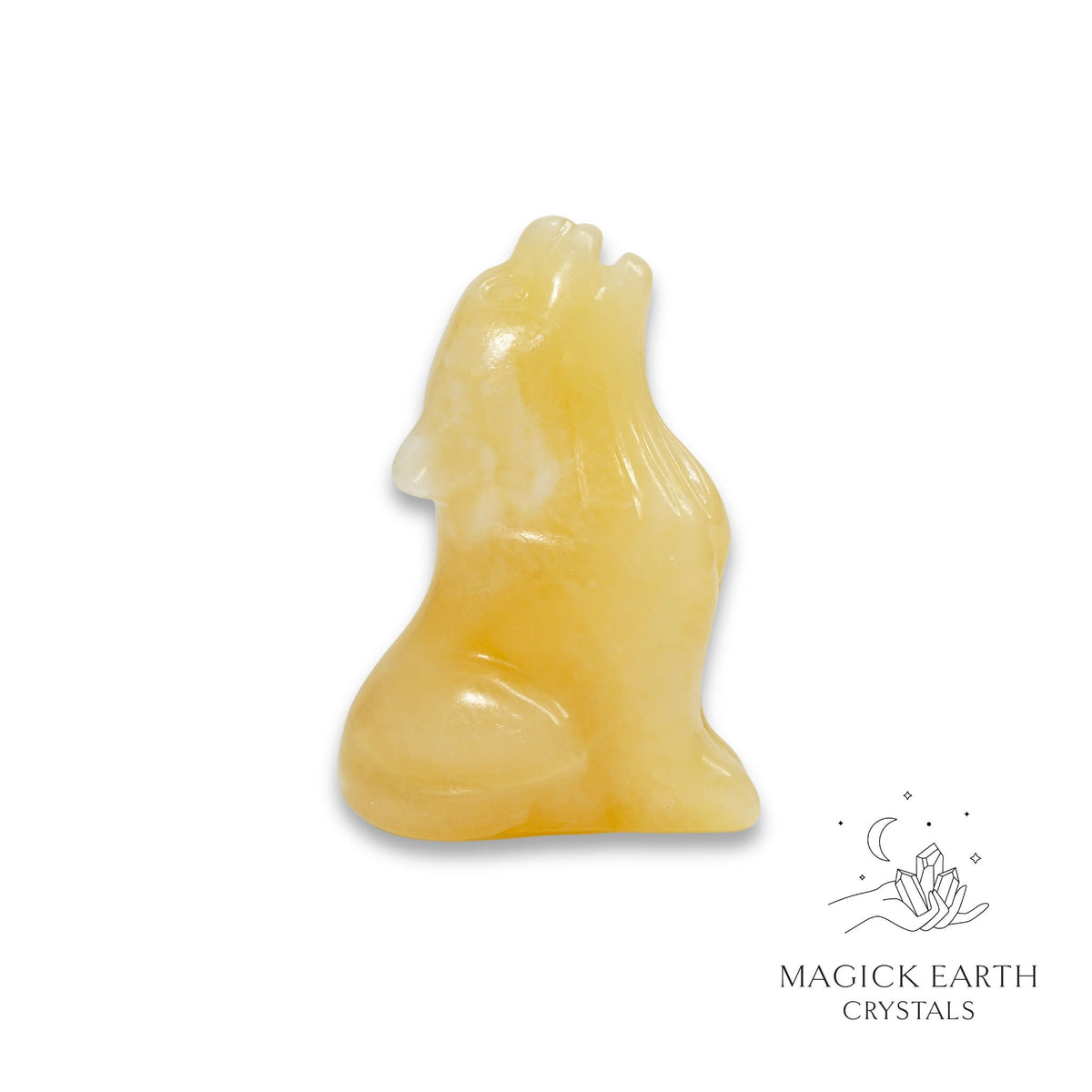 Natural Yellow Jade crystal wolf figurine view c